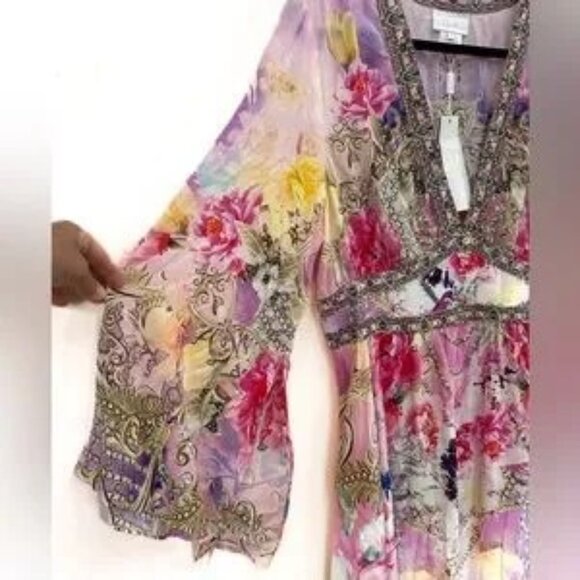 CAMILLA KIMONO SLEEVE DRESS WITH SHIRRING DETAIL - SONIC SYMPHONIES - Picture 11 of 13